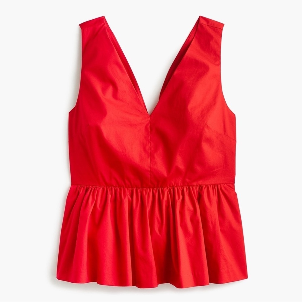 J Crew Red Sleeveless Peplum Top